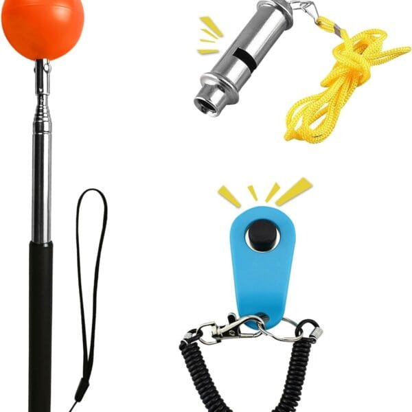 3Pack Set - Dog Clicker for Training, Retractable Target Stick, Whistle for Lure Course, Agility Equipment Tools for Dog Trainer, Cat Toilet Trainer Kit, Accessory for Pet Puppy Kitten Behavior Aids