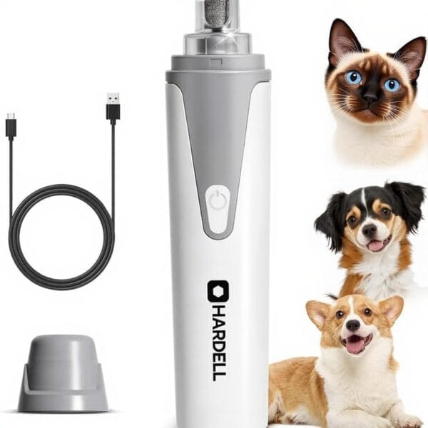 HARDELL Dog Nail Grinder, Super Quiet Dog Nail Trimmers with 2 LED Lights & 3 Grinding Ports, Safety Pet Nail Grinder for Small Dogs/Cats & Puppy