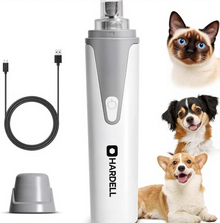 HARDELL Dog Nail Grinder, Super Quiet Dog Nail Trimmers with 2 LED Lights & 3 Grinding Ports, Safety Pet Nail Grinder for Small Dogs/Cats & Puppy