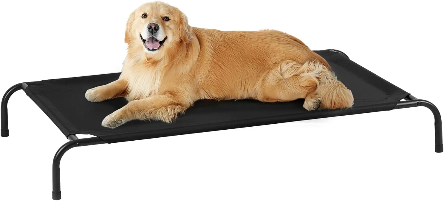 Outdoor Elevated Dog Bed, Cooling Breathable Raised Dogs Cot Beds for Large Dogs, Outside Portable Pet Hammock, Black Metal Frame, Skid-Resistant Feet, Easy Clean, Indoor Outdoor Use,51.131.57.4 in Outdoor Elevated Dog Bed, Cooling Breathable Raised Dogs Cot Beds for Large Dogs, Outside Portable Pet Hammock, Black Metal Frame, Skid-Resistant Feet, Easy Clean, Indoor Outdoor Use,51.131.57.4 in