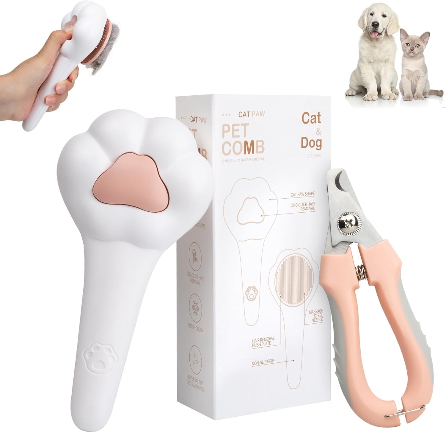 Self-Cleaning Cat Brush for Shedding with Cat Nail Clipper 2-Piece Set,Cat Brushes for Indoor Cats and Cat Nail Trimmer with Safety Guard Protective,Pet Grooming Kit for Cats and Dogs Self-Cleaning Cat Brush for Shedding with Cat Nail Clipper 2-Piece Set,Cat Brushes for Indoor Cats and Cat Nail Trimmer with Safety Guard Protective,Pet Grooming Kit for Cats and Dogs