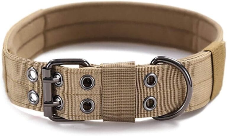 Tactical Dog Collar, Adjustable Military Dog Collar with Metal D Ring and Buckle Heavy Duty Nylon Training Collar for Medium Large XLarge Dogs