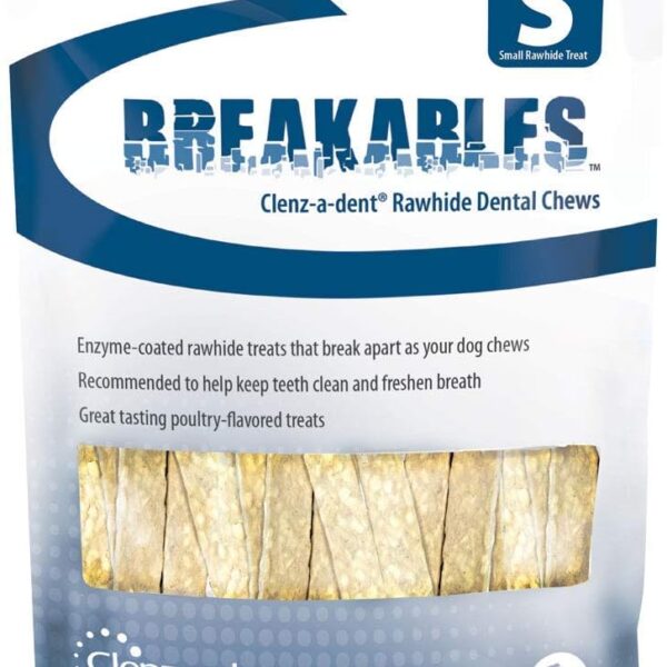 CEVA Animal Health Breakables Clenz-A-Dent Rawhide Dental Chews, 15Ct (Small)