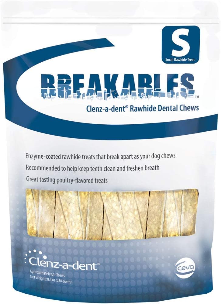 CEVA Animal Health Breakables Clenz-A-Dent Rawhide Dental Chews, 15Ct (Small) CEVA Animal Health Breakables Clenz-A-Dent Rawhide Dental Chews, 15Ct (Small)