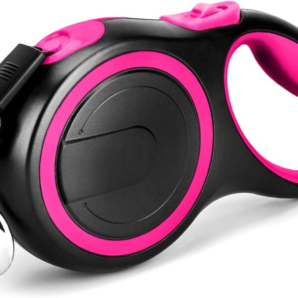 Segarty 26ft Dog Leash Retractable, Dog Leads Long for Medium Large Breed Pets Up to 110Lbs, No Tangle Nylon Tape and 1 Button Break & Lock Heavy Duty Leash for Training Running, Pink