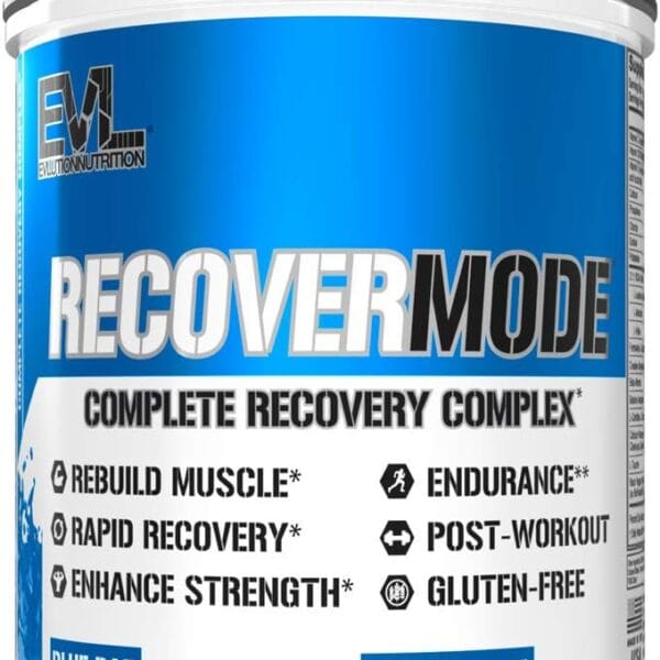 Evlution Nutrition Recover Mode- Complete Post Workout with BCAAs, Immunity Support, Vitamin C, D & E, Electrolytes, Hydration, Creatine, Glutamine, Beta-Alanine, L-Carnitine, 30 Serve, Blue Raz