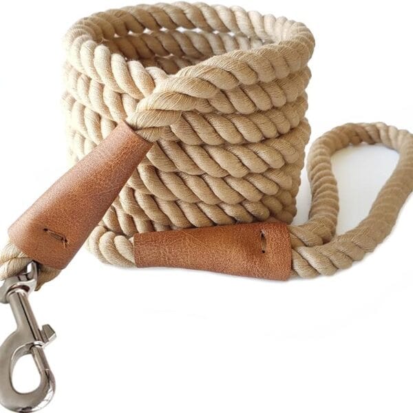 BTINESFUL Heavy Duty Cotton Dog Leash 10 ft, Strong Rope Leash Soft Handle Dog Traction for Large Medium Dogs Hiking, Camping, Exploring, Walking(1/2" x 10ft, Brown)