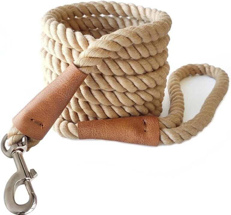 BTINESFUL Heavy Duty Cotton Dog Leash 10 ft, Strong Rope Leash Soft Handle Dog Traction for Large Medium Dogs Hiking, Camping, Exploring, Walking(1/2" x 10ft, Brown)