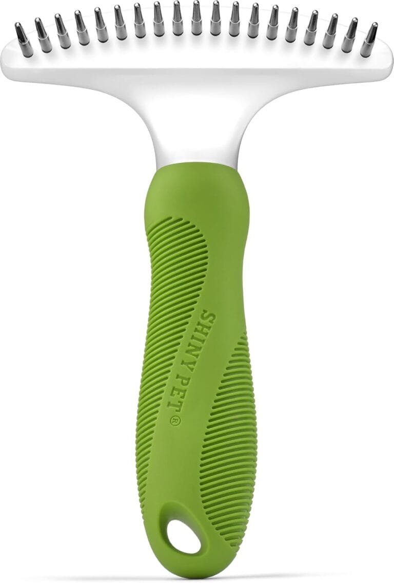 Pet Grooming Rake for Removing Matted Hair from Under Coat, Shedding Control Tool - Dematting Comb for Dogs & Cats - Non-Scratch Detangler & Undercoat Fur Remover - eBook Guide