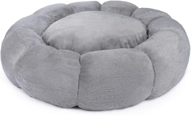 Sherry Kline Pets Daisy Round Donut Shape Calming Bed for Dogs and Cats, from Soft Faux Fur, Available in 4 Sizes, Machine Washable