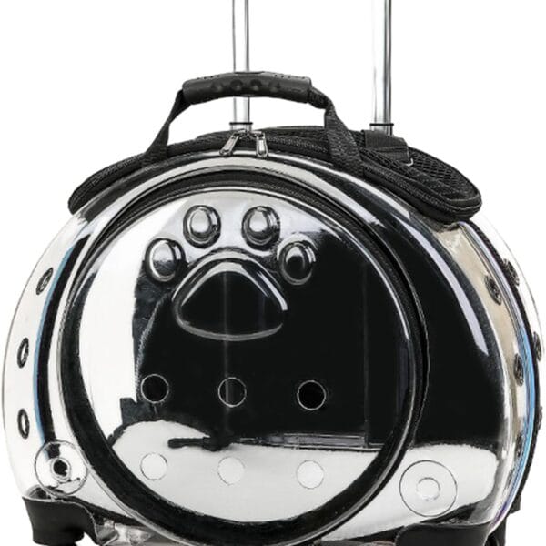 Cat Carrier with Wheels,Transparent Bubble Cat Carrier Pet Trolley Case Pet Backpack for Kitty Small Dog[Clear Ventilation Holes Silent Wheels] Pet Carrier for Hiking Travel Fast Arroval from USA Bla