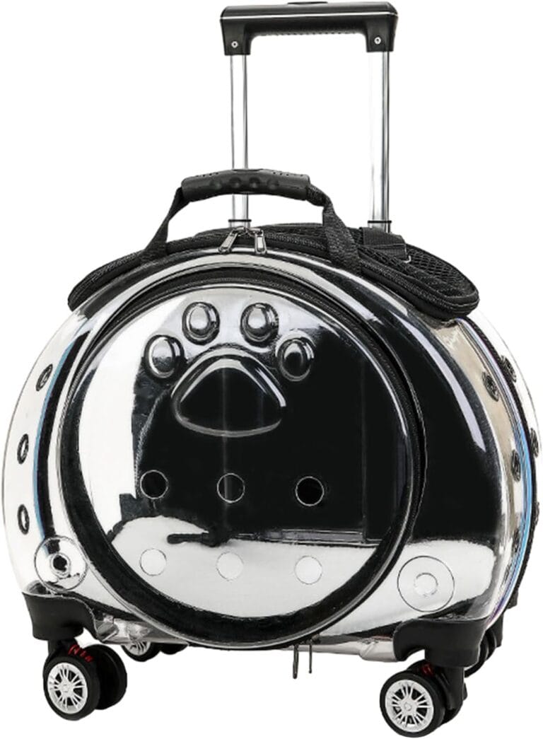 Cat Carrier with Wheels,Transparent Bubble Cat Carrier Pet Trolley Case Pet Backpack for Kitty Small Dog[Clear Ventilation Holes Silent Wheels] Pet Carrier for Hiking Travel Fast Arroval from USA Bla