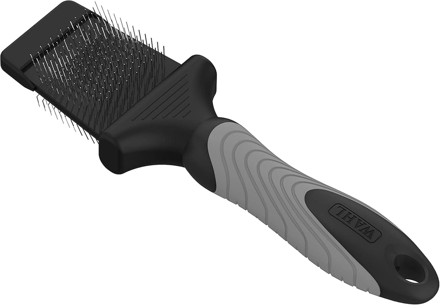 WAHL Professional Animal Double-Sided Flex Slicker Brush for Dogs & Cats (#858478) - Durable Pin Brush for Long-Haired Breeds like Bichon Frises & Collies - Ergonomic Black & Gray Grooming Tool WAHL Professional Animal Double-Sided Flex Slicker Brush for Dogs & Cats (#858478) - Durable Pin Brush for Long-Haired Breeds like Bichon Frises & Collies - Ergonomic Black & Gray Grooming Tool