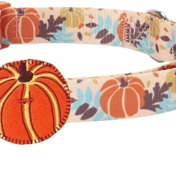 Blueberry Pet 8 Patterns Thanksgiving Fall Harvest Festival Pumpkin Designer Adjustable Dog Collar with Decoration, Large, Neck 18"-26"
