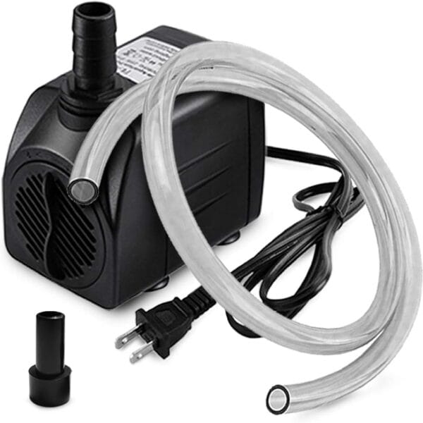 PULACO Small Fountain Pump, 160GPH Ultra Quiet Submersible Water Pump (600L/H, 10W) with 3.3 ft Tubing for Aquariums, Fish Tank, Pond Fountain, Statuary, Water Feature, Indoor Fountains