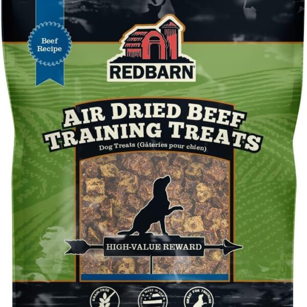 Redbarn Pet Products All-Natural Air Dried Beef Training Treats for Puppies & Dogs Grain-Free Single Protein Rewards Made in USA for Small, Medium, & Large Breeds - 8 oz Resealable Bag
