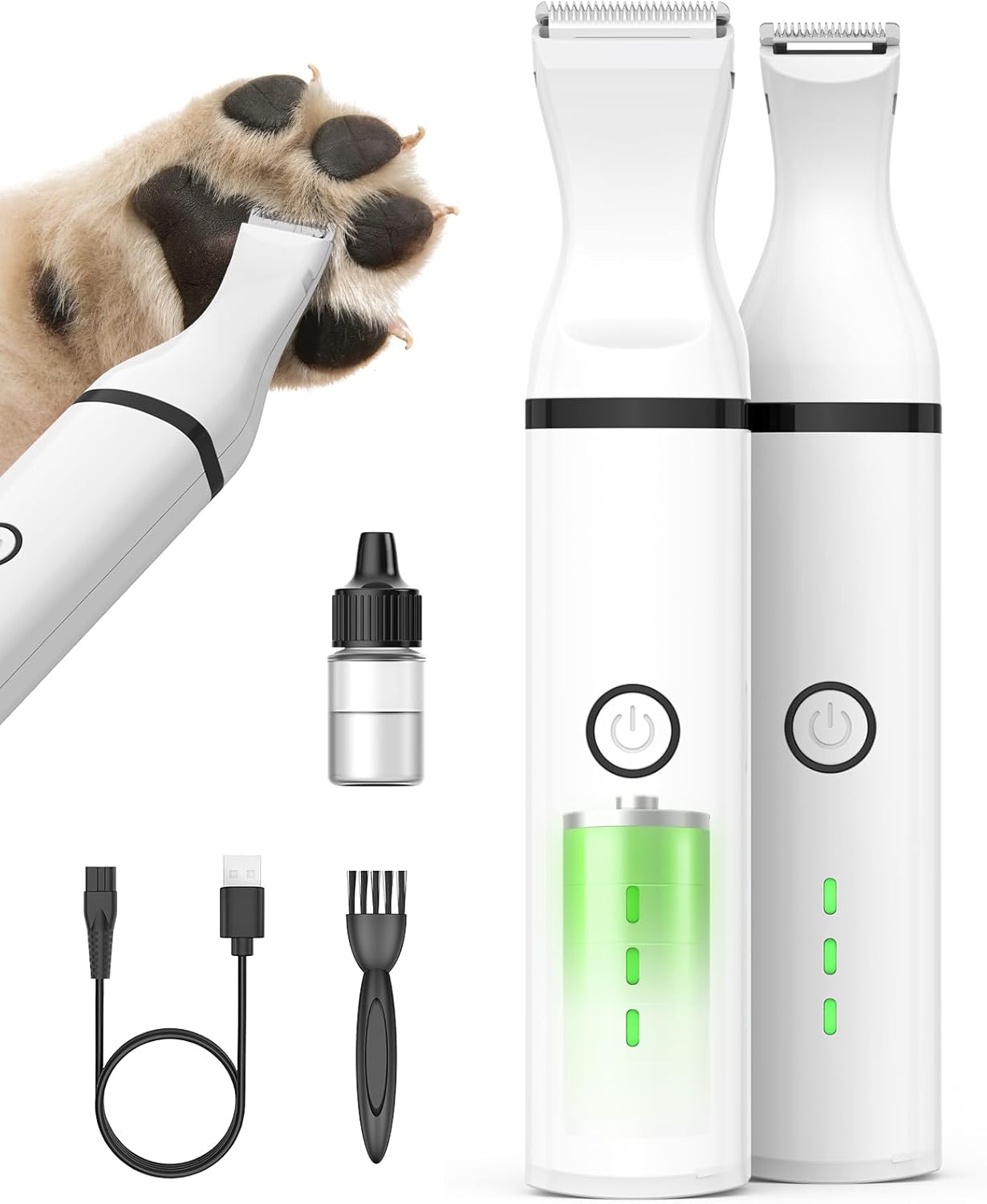 oneisall Dog Paw Trimmer, Cordless Paw Hair Trimmer for Dogs with Double Blades, Quiet 2 Speed Small Dog Grooming Clippers for Paws, Eyes, Ears, Face, Rump (White) oneisall Dog Paw Trimmer, Cordless Paw Hair Trimmer for Dogs with Double Blades, Quiet 2 Speed Small Dog Grooming Clippers for Paws, Eyes, Ears, Face, Rump (White)