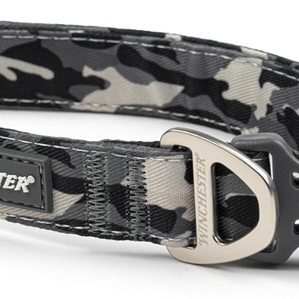 Winchester Printed Designer Dog Collar, Camo, Black, M