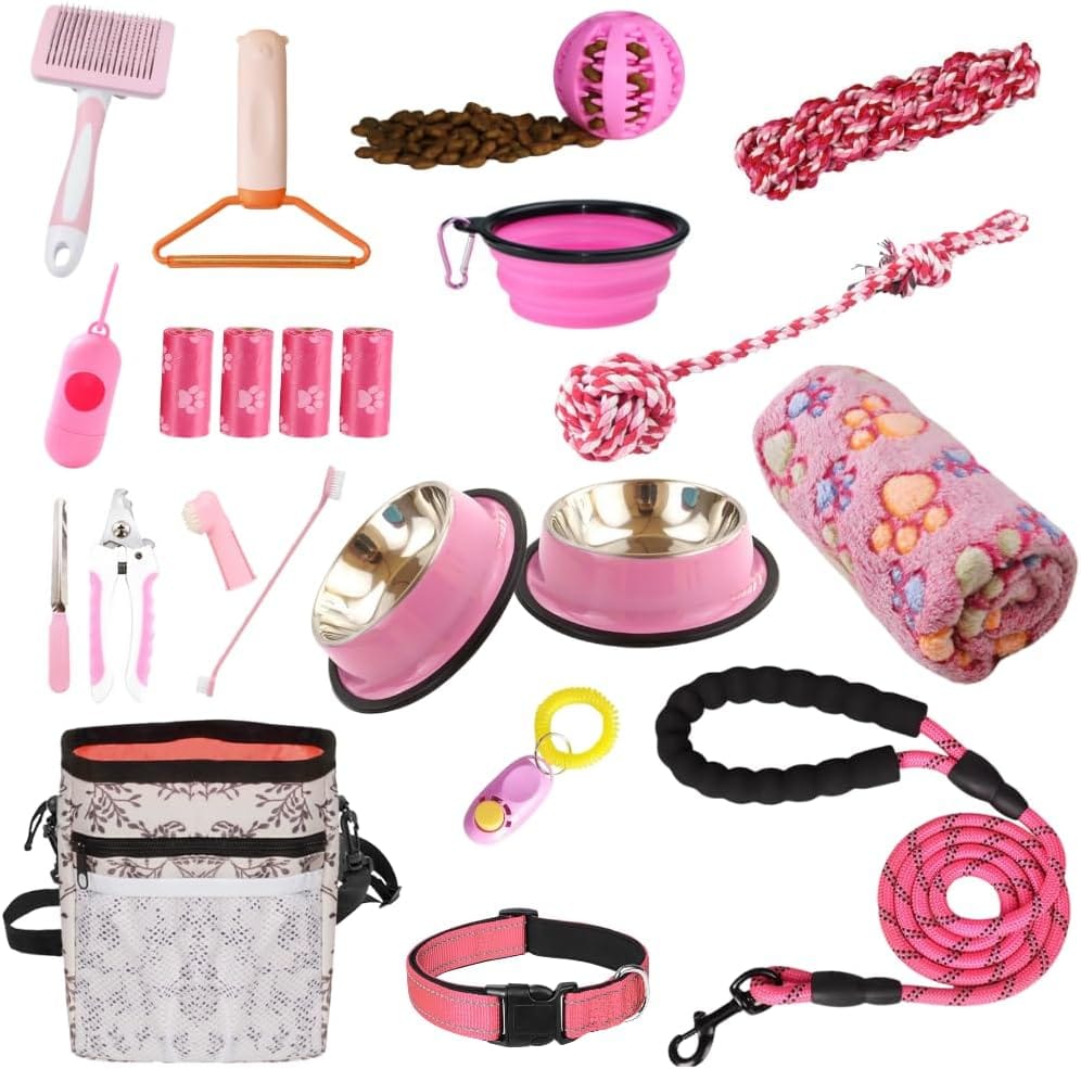 PupLuxe Puppy Starter Kit | Pink 22 Piece Great for Dog Training A Welcome Gift New First Time Owners and Experience Bundle PupLuxe Puppy Starter Kit | Pink 22 Piece Great for Dog Training A Welcome Gift New First Time Owners and Experience Bundle