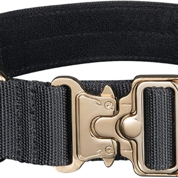 EXCELLENT ELITE SPANKER Tactical Dog Collar Military Adjustable Heavy Duty Training Dog Collar with Metal Buckle and Control Handle(Black)