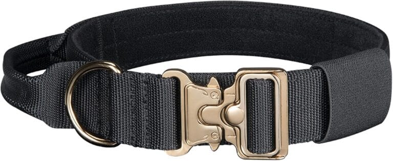 EXCELLENT ELITE SPANKER Tactical Dog Collar Military Adjustable Heavy Duty Training Dog Collar with Metal Buckle and Control Handle(Black)