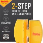 Smith's CCKS 2-Step Knife Sharpener - Yellow - 2-Step Preset Coarse & Fine Slots - Outdoor Handheld Knife Sharpener - Fishing, Hunting, Fillet, Pocket Knives - Compact Plastic Portable Keychain Tool
