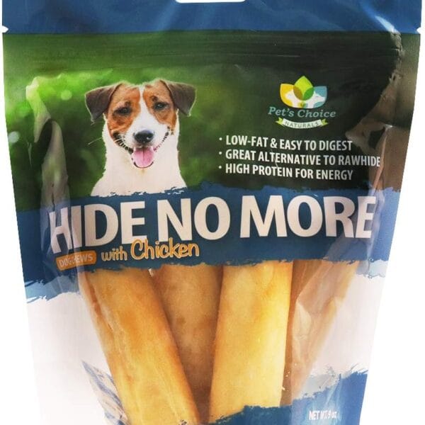 Pets Choice Pharmaceuticals HideNoMore, Rawhide Free Chicken Chew Treats for Dogs, 4-5" 4 ct