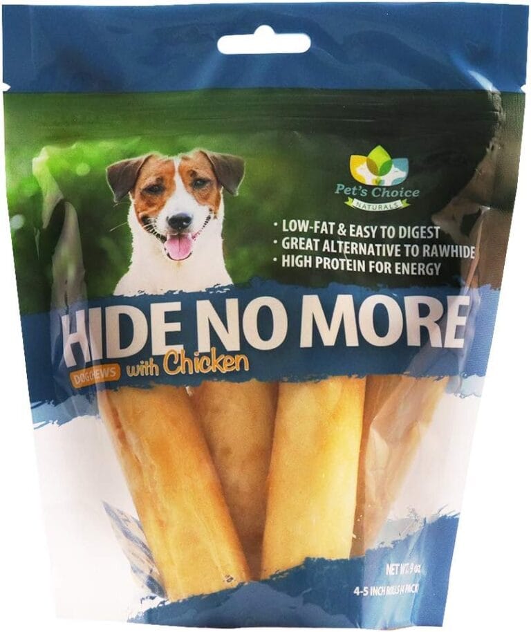 Pets Choice Pharmaceuticals HideNoMore, Rawhide Free Chicken Chew Treats for Dogs, 4-5" 4 ct