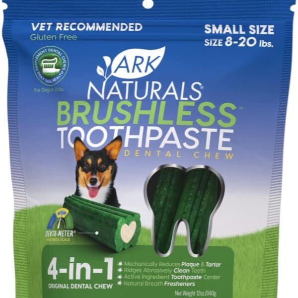Ark Naturals Brushless Toothpaste, Dog Dental Chews for Small Breeds, Freshens Breath, Helps Reduce Plaque & Tartar, 12oz, 1 Pack