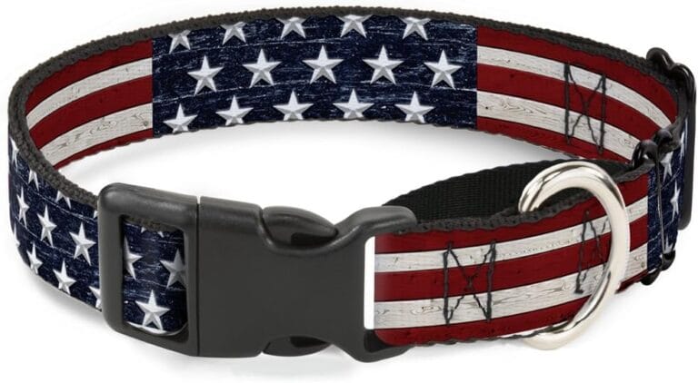 Buckle-Down Americana Rustic Stars & Stripes Martingale Dog Collar, 1" Wide - Fits 16-22" Neck - Medium
