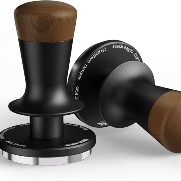 MHW-3BOMBER 58mm Coffee Tamper, Wooden Espresso Tamper Tool with 2 Spring Loaded, Auto-rebound, Auto-Leveling Tamper without Tilting, 58.35mm Stainless Steel Base, T7124