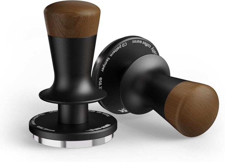 MHW-3BOMBER 58mm Coffee Tamper, Wooden Espresso Tamper Tool with 2 Spring Loaded, Auto-rebound, Auto-Leveling Tamper without Tilting, 58.35mm Stainless Steel Base, T7124