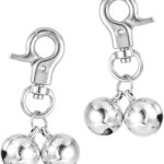 Bremorou Bell For Dog Collar 2 Pack Silver Cat Collar Bell With Snap Clips Stainless Steel Bell Necklace For Dogs & Cat Pet Pendant Collar Charm Training Collar Charm For Dogs And CatsSilver