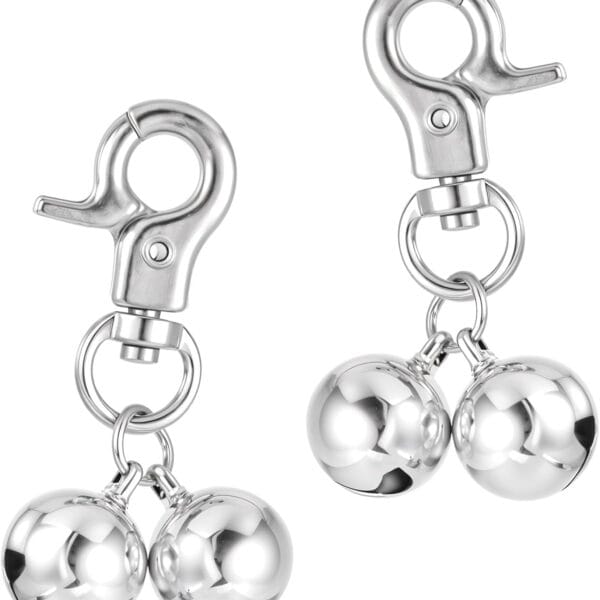 Bremorou Bell For Dog Collar 2 Pack Silver Cat Collar Bell With Snap Clips Stainless Steel Bell Necklace For Dogs & Cat Pet Pendant Collar Charm Training Collar Charm For Dogs And CatsSilver