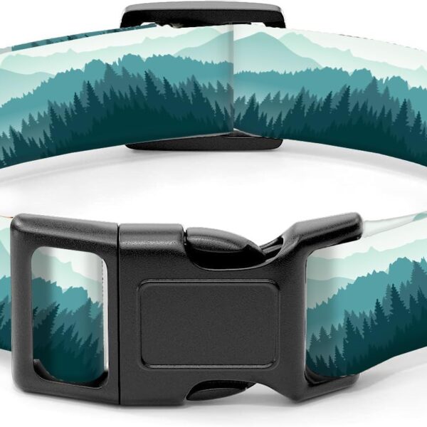 Dog Collar, Cute Dog Collar for Small Medium Large Dogs, Personalized Adjustable Soft Pet Collars with Quick Release Buckle for Walking Running, Blue Beautiful Mountain