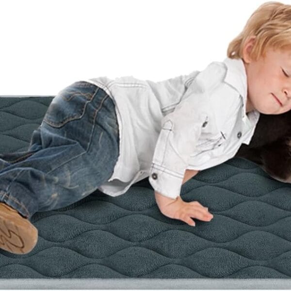 furrybaby Dog Bed Mat Flat Crate Mat with Anti-Slip Bottom Machine Washable Pet Kennel Pad for Dog Sleeping (XL 48x30'', Grey Mat)