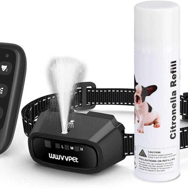 Citronella Dog Training Collar with Remote, Auto + Manual 2 Modes, Spray + Beep Citronella Dog Bark Control Collar, No Electric Shock Humane Safe Rechargeable Waterproof Anti Bark Device for Dogs