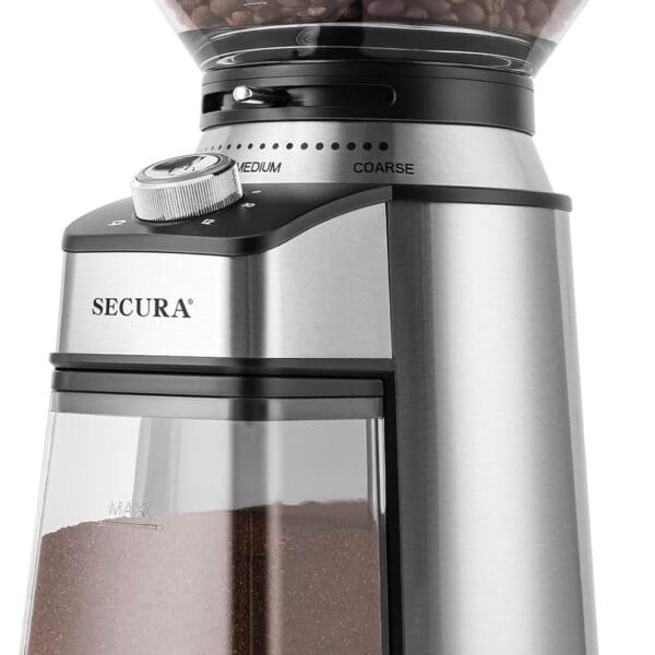 Secura Electric Conical Burr Coffee Grinder With 17 Grind Settings From French to Espresso, Black