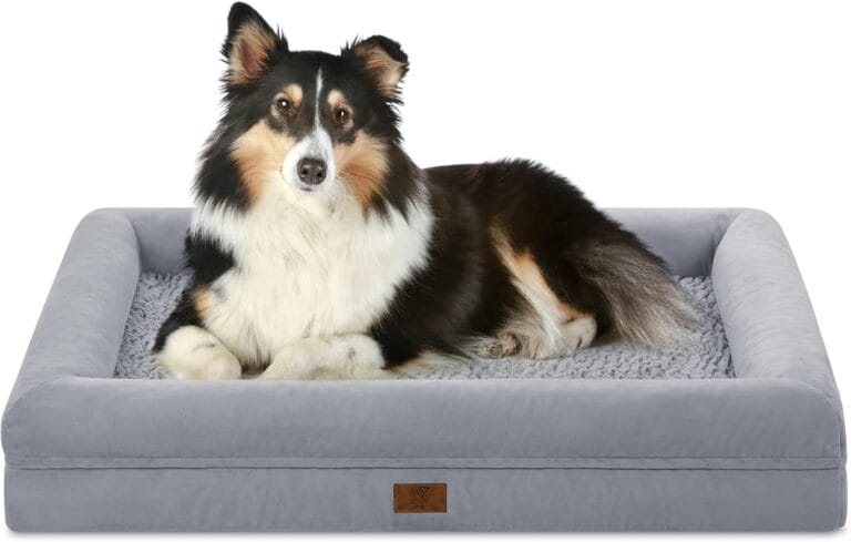 Large Dog Bed, Orthopedic Gel Memory Foam Dog Bed for Large Dogs, Washable Pet Bed with Removable Cover, Waterproof Non-Slip Bottom Big Couch Sofa, Light Grey