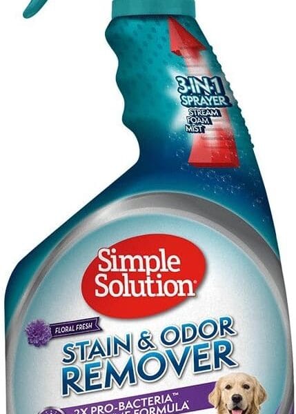 Simple Solution Stain & Odor Eliminator for Pets, Carpet Deodorizer, Enzyme Pet Odor Eliminator for Home, Stain Remover for Cat & Dog Pee, Urine Destroyer, Carpet Cleaner Spray, Fresh Floral,32 oz