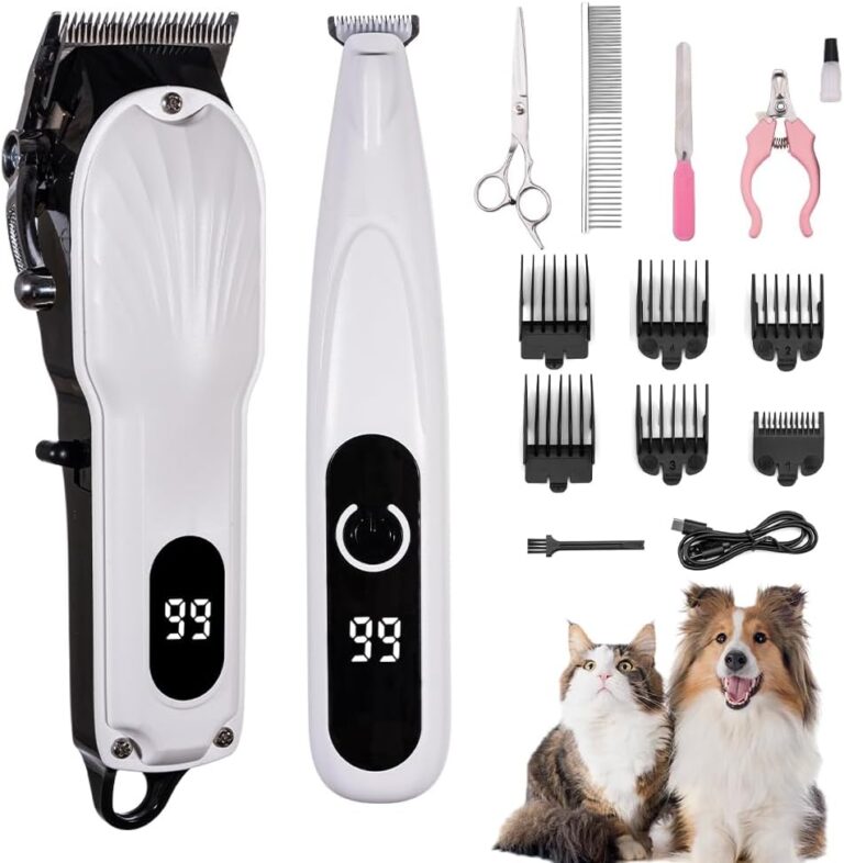 VCM Grooming Kit and Paw Trimmer for Cat Dog 2 in 1 Cordless Hair Clippers for Matted Hair Cats Dogs Quiet Shaver for Thick Hair Pets Horse Animals