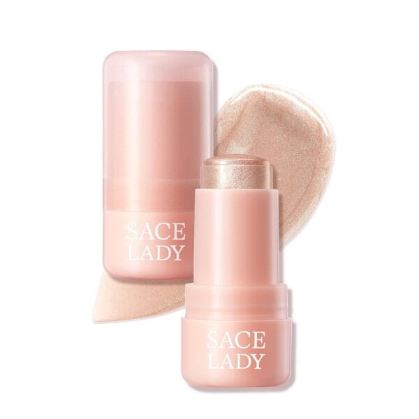 SACE LADY Jelly Highlighter Stick, Face Glow Sticks with Watery Radiant Finish, Easy Blend & Long Lasting, Multi-Use Cream Highlighter Makeup 3 Colors (01 PEARL, 1pc)