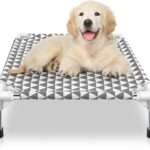 Elevated Outdoor Dog Bed Updated Raised Pet Cot Cooling Puppy Bed Lifted Dog Bed for Small Pets|Indoor Detachable Raised Dog Bed with Non-Slip Feet,Double-layer Cloth(S)