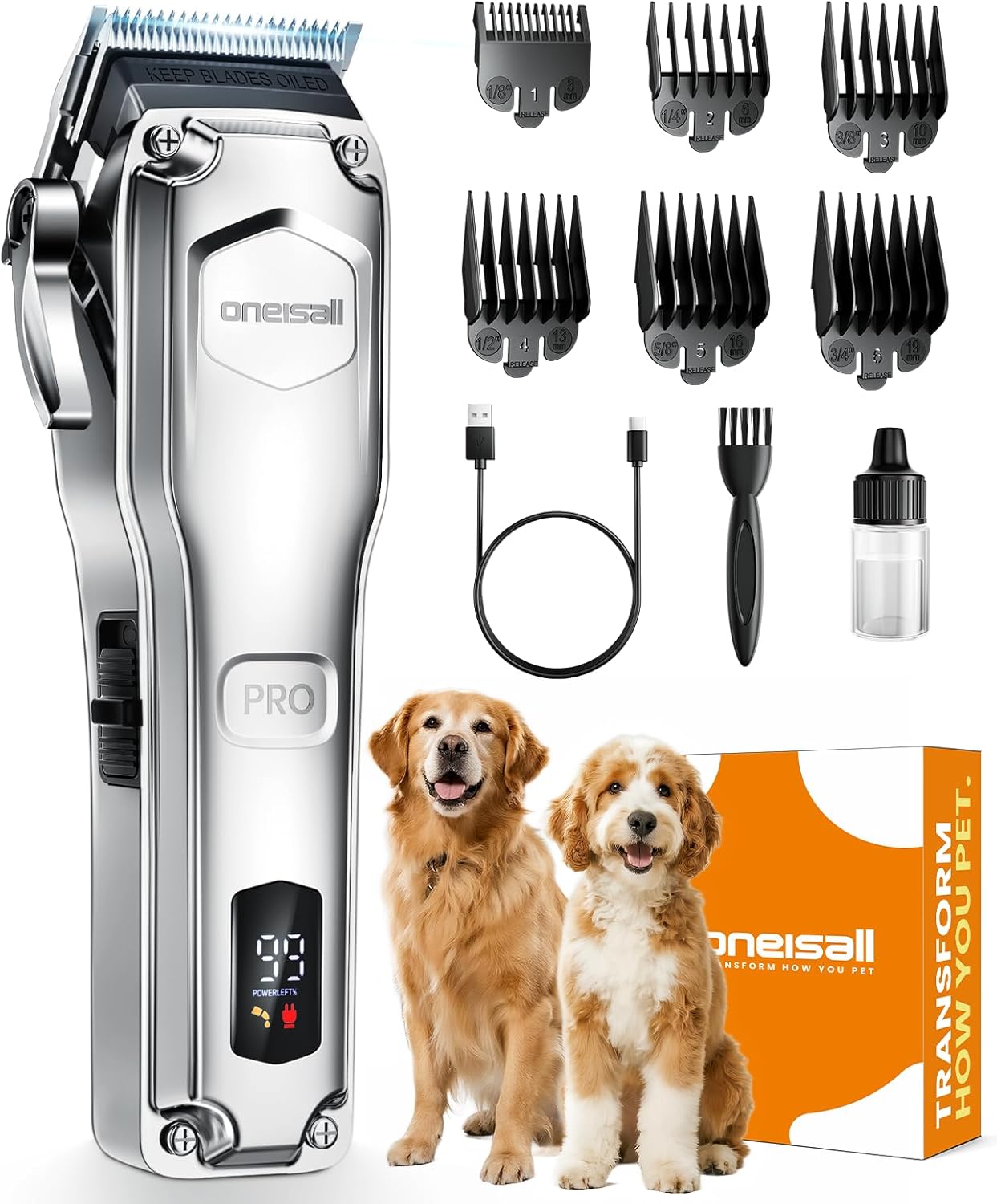 oneisall Dog Clippers for Grooming Thick Hair,Low Noise Dogs Grooming Kit with Detachable Stainless Steel Blade,Dog Shaver for Thick/Matted/Knotted/Fine/Wave/Curly Hair,PC18 oneisall Dog Clippers for Grooming Thick Hair,Low Noise Dogs Grooming Kit with Detachable Stainless Steel Blade,Dog Shaver for Thick/Matted/Knotted/Fine/Wave/Curly Hair,PC18