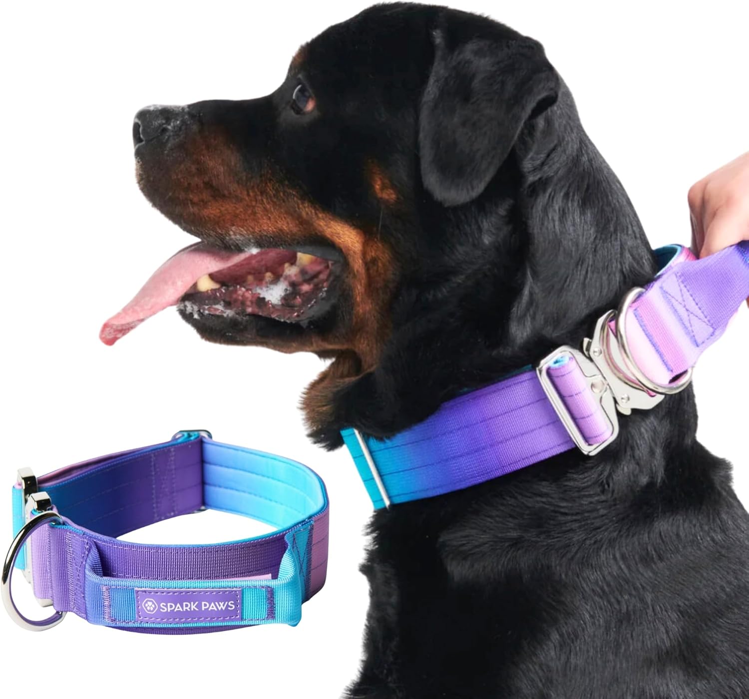 Spark Paws Tactical Dog Collar - Heavy Duty, Premium Quality, Thick and Durable for Large and Medium Dogs - 90's Retro - L Spark Paws Tactical Dog Collar - Heavy Duty, Premium Quality, Thick and Durable for Large and Medium Dogs - 90's Retro - L
