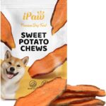 iPaw Sweet Potato Chews, Single Ingredient Dog Treats for Vegetarian, All Natural Human Grade Puppy Chew, Rawhide Alternative, Hypoallergenic, Easy to Digest