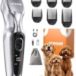 oneisall Dog Clippers for Grooming Thick Hair, Low Noise Cordless Dog Shavers, 2-Speed Pet Hair Trimmer Grooming Kit for Home Groomer