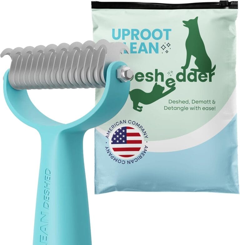 Uproot Clean Undercoat Rake for Dogs - Versatile Dematting Comb for Dogs, Cats & Bunnies - Dual-Sided 9 & 17 Blade Dog Deshedding Brush - Gentle & Effective Grooming Tool for All Coat Types