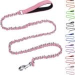 HOMIMP Chew Proof Dog Leash for Medium Large Dogs, Reflective 6 FT Heavy Duty Metal Chain Dog Leashes with Soft Padded Handle, Anti Bite Durable Rope Leashes for Pitbull, Non Chewable, Light Pink