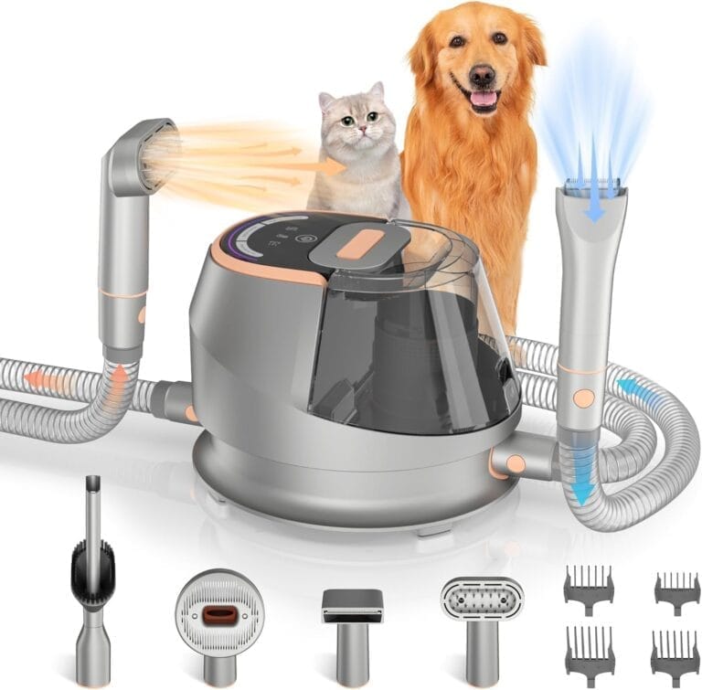 9-in-1 Pet Grooming Vacuum Kit  Dog Hair & Cat Hair Grooming, 18Kpa Suction, 4.5L Dust Bin, 1000W Hot Air Dryer, LED Display, Adjustable Grooming Clippers & Shedding Tool